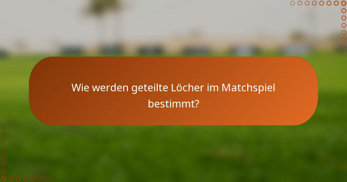 Wie werden geteilte Löcher im Matchspiel bestimmt?